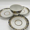 Купить Набор из чайной пары и 2 блюдец из сервиза "Степной", форма «Утро», В.Л. Семенов, Н.М. Павлова, фарфор, деколь, золочение, Ленинградский фарфоровый завод (ЛФЗ), СССР, 1960 г.