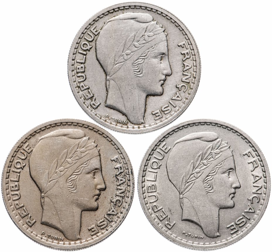 купить Франция набор из 3-х монет 1946-1948