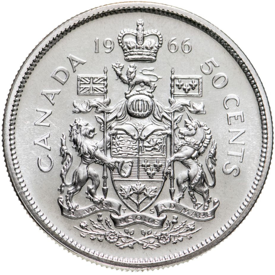 Монета Канада 50 центов (cents) 1966 стоимостью 2546 руб.