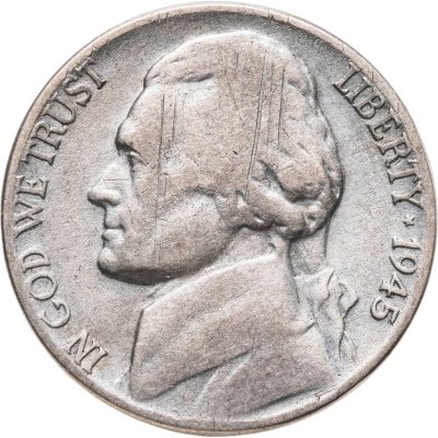 купить США 5 центов (cents) 1945 P Jefferson Nickel (Джефферсон) знак монетного двора "P" - Филадельфия
