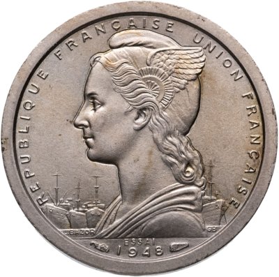 купить Французская Экваториальная Африка 1 франк (francs) 1948 пробник ESSAI