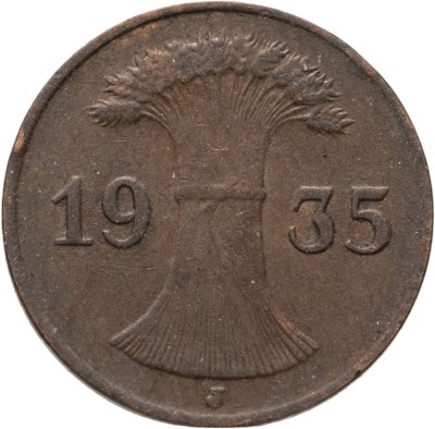 купить Германия 1 рейхспфенниг (reichspfennig) 1935, знак монетного двора "J"