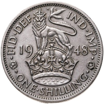 купить Великобритания 1 шиллинг (shilling) 1948 Английский шиллинг - лев, стоящий на короне