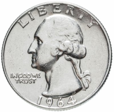 купить США 25 центов (квотер, 1/4 доллара, quarter dollar) 1964 D