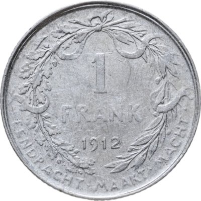 купить Бельгия 1 франк (franc) 1912 Надпись на голландском - 'ALBERT KONING DER BELGEN'