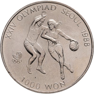 купить Южная Корея 1000 вон (won) 1986 "XXIV летние Олимпийские Игры, Сеул 1988 - Баскетбол"