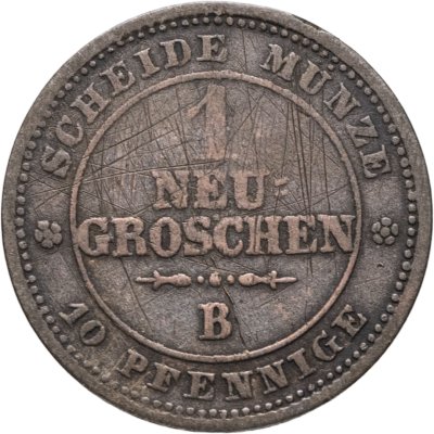 купить Германия, Саксония 1 новый грош - 10 пфеннигов 1867 B