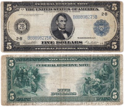 Купить США 5 долларов 1914 Series 1914, White-Mellon