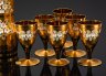 Купить Набор для подачи крепких напитков (штоф и 6 рюмок), декорированный лепными цветочными элементами, стекло, матирование, роспись, золочение, лепнина, Bohemia Crystal (Bohemia Glass), Чехословакия, 1970-1990 гг.