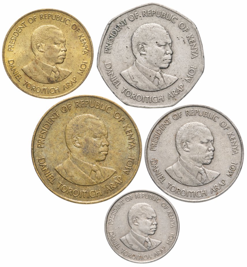 купить Кения набор монет 1978-1991 "2-й президент Кении - Дэниэл Торойтич арап Мои" (5 штук)