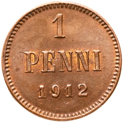 купить 1 пенни 1912, монета для Финляндии