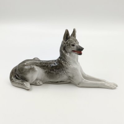 купить Статуэтка "Немецкая овчарка", автор В.С. Драчинская, фарфор, роспись, Ленинградский фарфоровый завод (ЛФЗ), СССР, 1950-1960 гг.