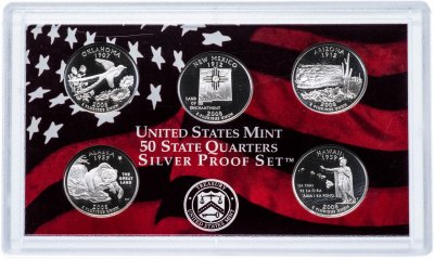 Купить США набор из 5 монет proof-сет в  жесткой запайке 2008 "Штаты"