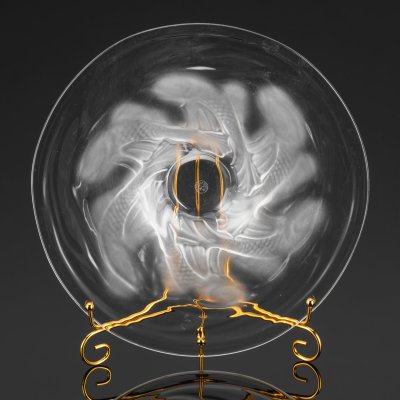 купить Блюдо (фруктовница) с декором в виде рыб, хрустальная фабрика "Portieux Vallerysthal", хрусталь, Франция, 1950-1960 гг.