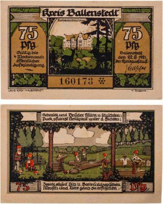 купить Германия (Веймарская Республика) 75 пфеннигов 1921 нотгельды