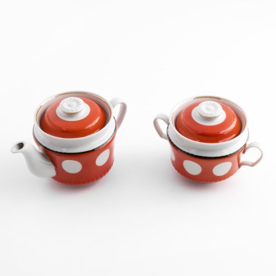 купить Набор из чайника и сахарницы "Горох", фарфор, крытье, позолота, "Тернопольский фарфоровый завод", СССР, 1975-1991 гг.