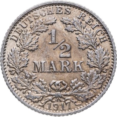купить Германия 1/2 марки (mark) 1917 Знак монетного двора: "E" - Мульденхюттен