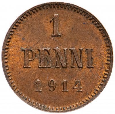 Купить 1 пенни (penny) 1914, монета для Финляндии