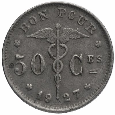 купить Бельгия 50 сантимов (centimes) 1922-1933 Надпись на французском - 'BELGIQUE', случайная дата
