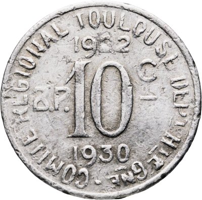 купить Франция, Тулуза, нотгельд 10 сантимов 1922