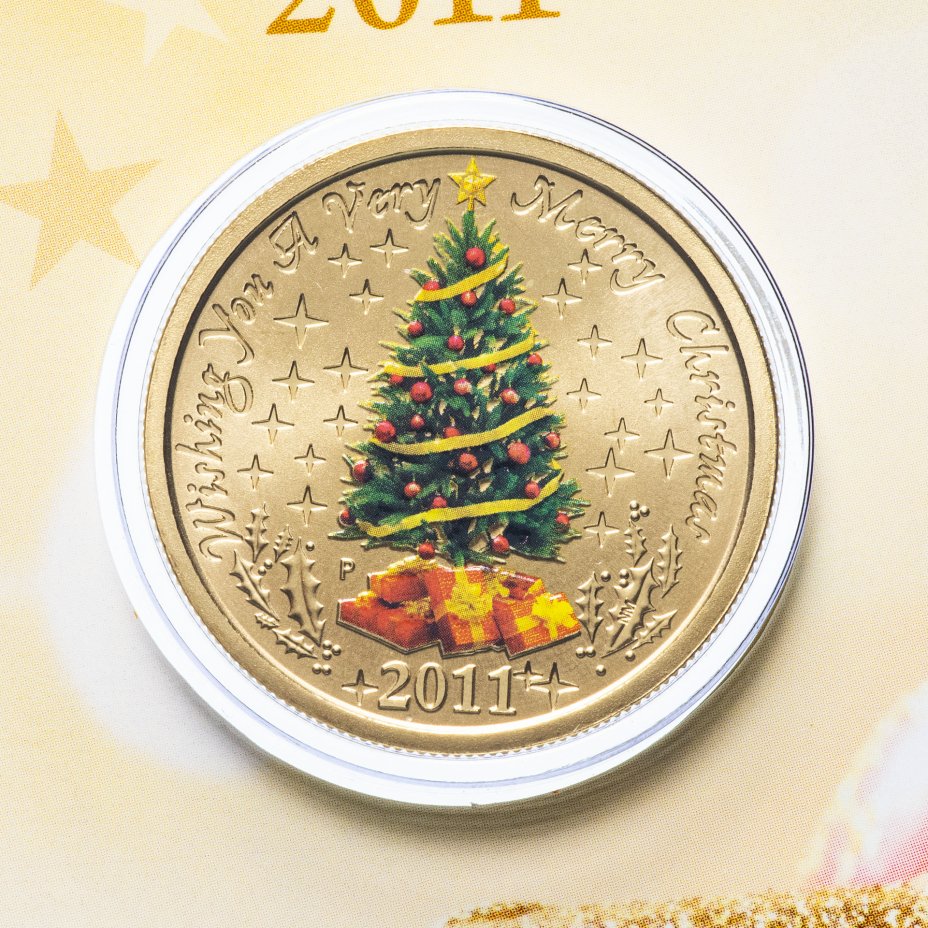 купить Австралия 1 доллар 2011 "Счастливого Рождества" (в конверте, с маркой)