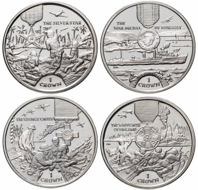 купить Остров Мэн набор из 4-х монет 1 крона 2004 "Награды мира"