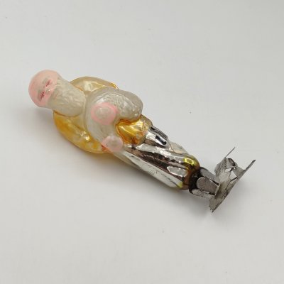 купить Игрушка ёлочная на прищепке "Старик с неводом" по мотивам произведения А.С. Пушкина "Сказка о рыбаке и рыбке", стекло, роспись, металл, Завод стеклянных ёлочных украшений и оптических изделий, г. Москва, СССР, 1950-1960 гг.