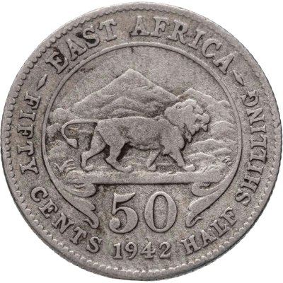 купить Британская Восточная Африка 50 центов (cents) 1942