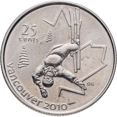 купить Канада 25 центов (квотер, quarter dollar) 2008 "XXI зимние Олимпийские Игры, Ванкувер 2010 - Фристайл"