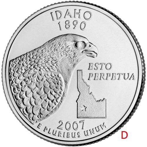 купить США 25 центов (квотер) 2007 D — штат Айдахо