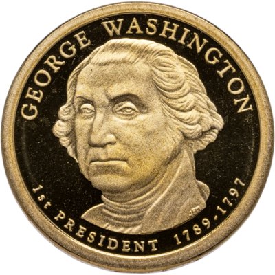 Купить США 1 доллар (dollar) 2007 S Proof "Джордж Вашингтон (1-й президент США)" знак монетного двора "S" - Сан-Франциско