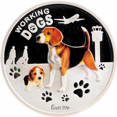 Купить Тувалу 1 доллар 2011 "Серия служебные собаки - Бигль"