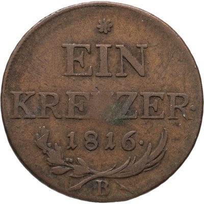 купить Австрия 1 крейцер (kreuzer) 1816, знак монетного двора "B" - Кремница