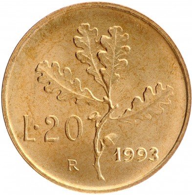 купить 20 лир 1993 Италия