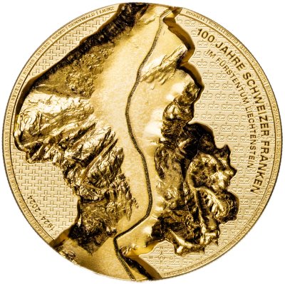 купить Лихтенштейн 100 франков 2024 "100-летие швейцарского франка в Лихтенштейне. Долина реки Рейн" в футляре с сертификатом