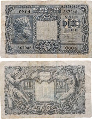 купить Италия 10 лир 1944
