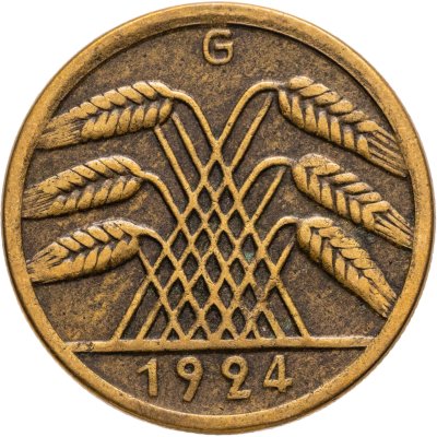 купить Германия (Веймарская республика) 50 рентных пфеннигов 1924, знак монетного двора "G" — Карлсруэ