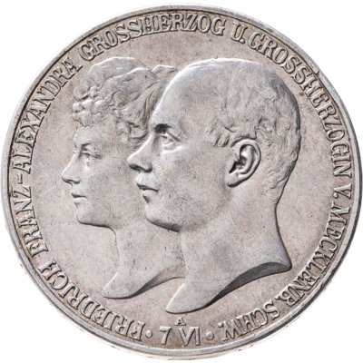 купить Германская Империя, Мекленбург-Шверин 5 марок (mark) 1904 "Свадьба Герцога Мекленбург-Шверина Фридриха Франца IV"