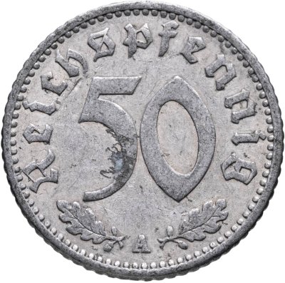 купить Германия, Третий рейх 50 рейхспфеннигов 1935, знак монетного двора "A" — Берлин