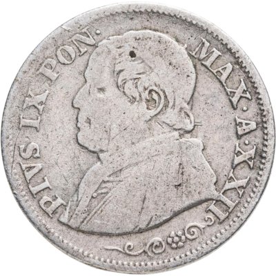 купить Папская область 10 сольдо (soldi) 1867 Надпись "PIVS·IX·PON·" на аверсе XXII