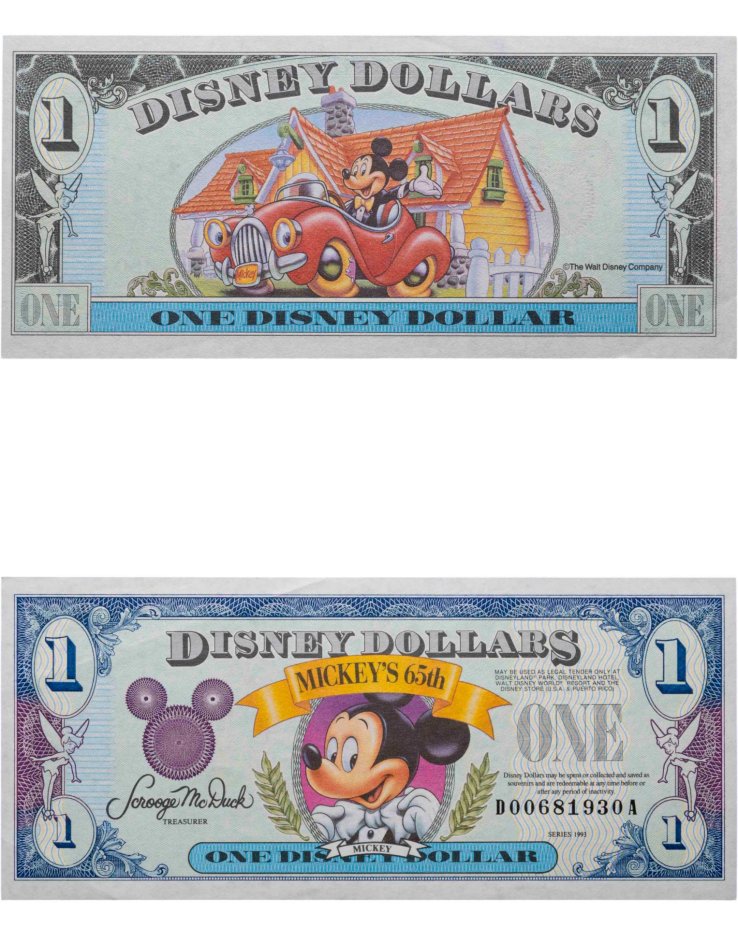 Купить США 1 Дисней доллар 1993 год Серия DA (65-лет Микки Маусу)