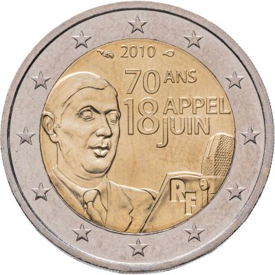 купить Франция 2 евро 2010 "70 лет речи Шарля де Голля"