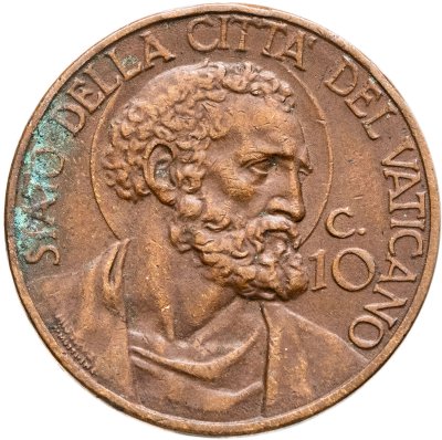 купить Ватикан 10 чентезимо (centesimi) 1936