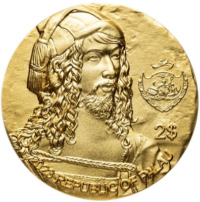 купить Палау 2 доллара 2023 "Дюрер Носорог", в футляре с сертификатом