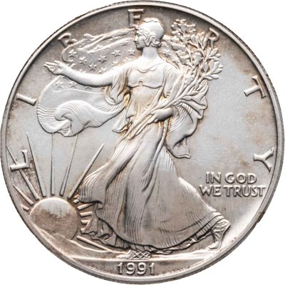 купить США 1 доллар (dollar) 1991 Американский серебряный орёл Без отметки монетного двора