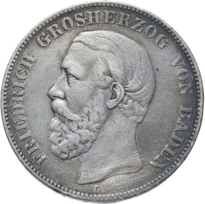 купить Германия (Империя) 5 марок (mark) 1876 Надпись "BΛDEN"