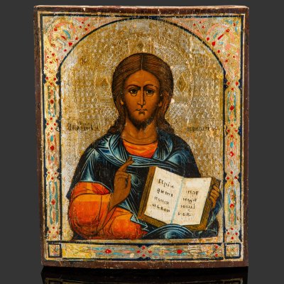 купить Икона "Господь Вседержитель", дерево, левкас, цировка, золочение, темпера, Российская империя, 1890-1915 гг.