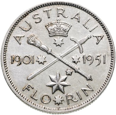 купить Австралия 1 флорин 1951 "50-летие Австралийского Союза"