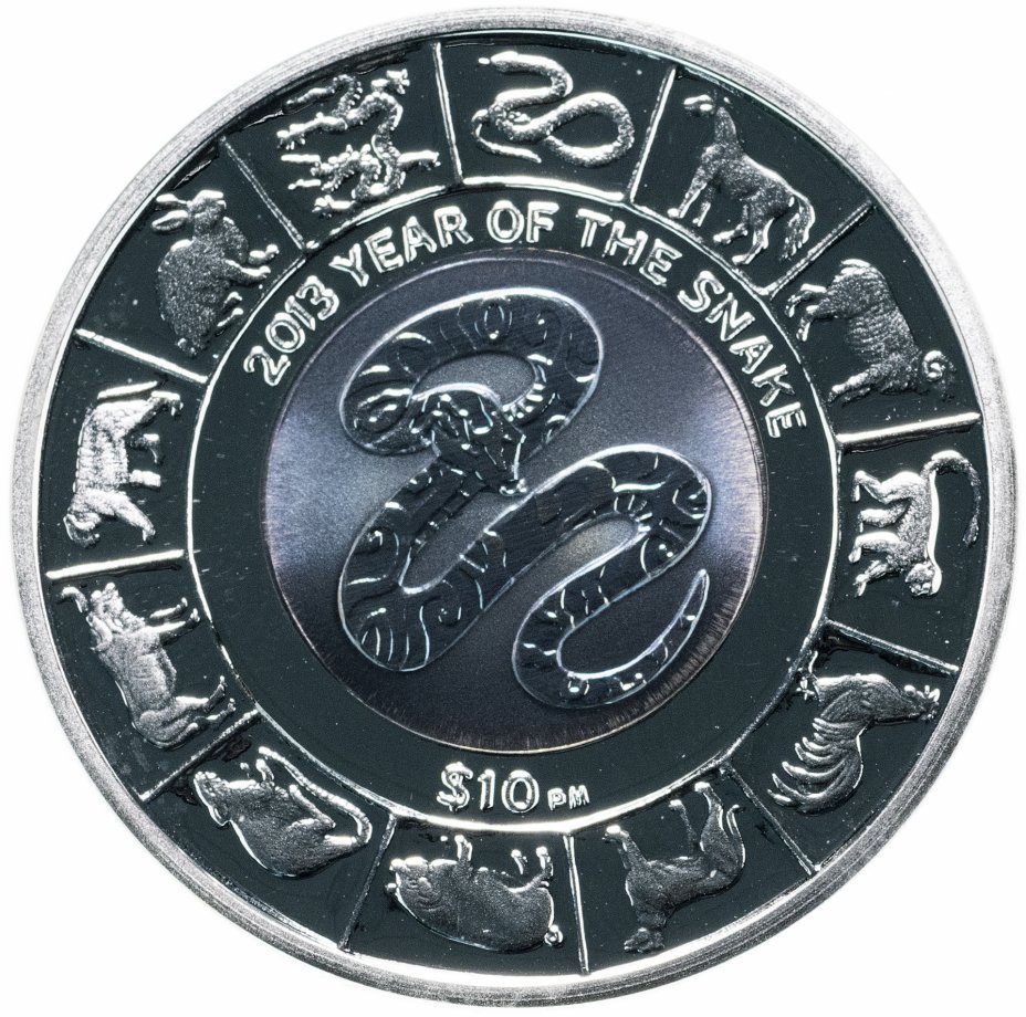 купить Британские Виргинские Острова 10 долларов 2013 "Год змеи", в футляре с сертификатом