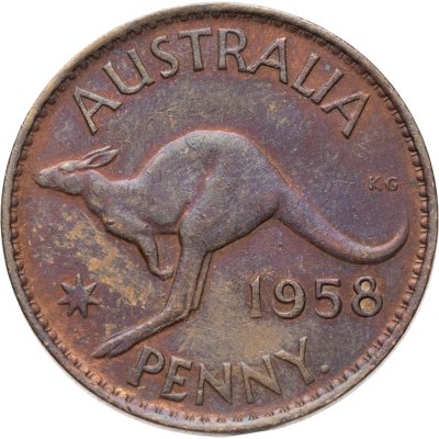 купить Австралия 1 пенни (penny) 1958 Точка после "PENNY." - Монетный двор Перта